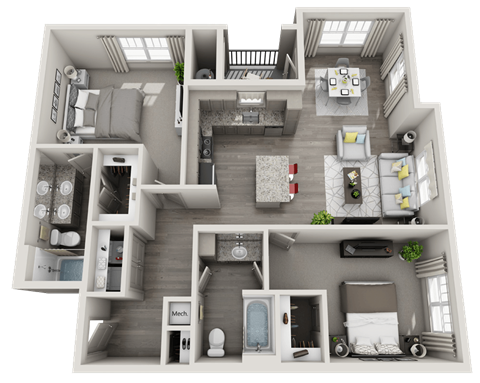 2 bed 2 bath A at Foxwood Apartments, North Carolina, 27616